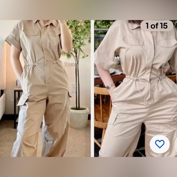 NWT ZARA FULL LENGTH CARGO GABARDINE JUMPSUIT  MEDIUM  in MANGO GORPCORE… - Picture 4 of 16